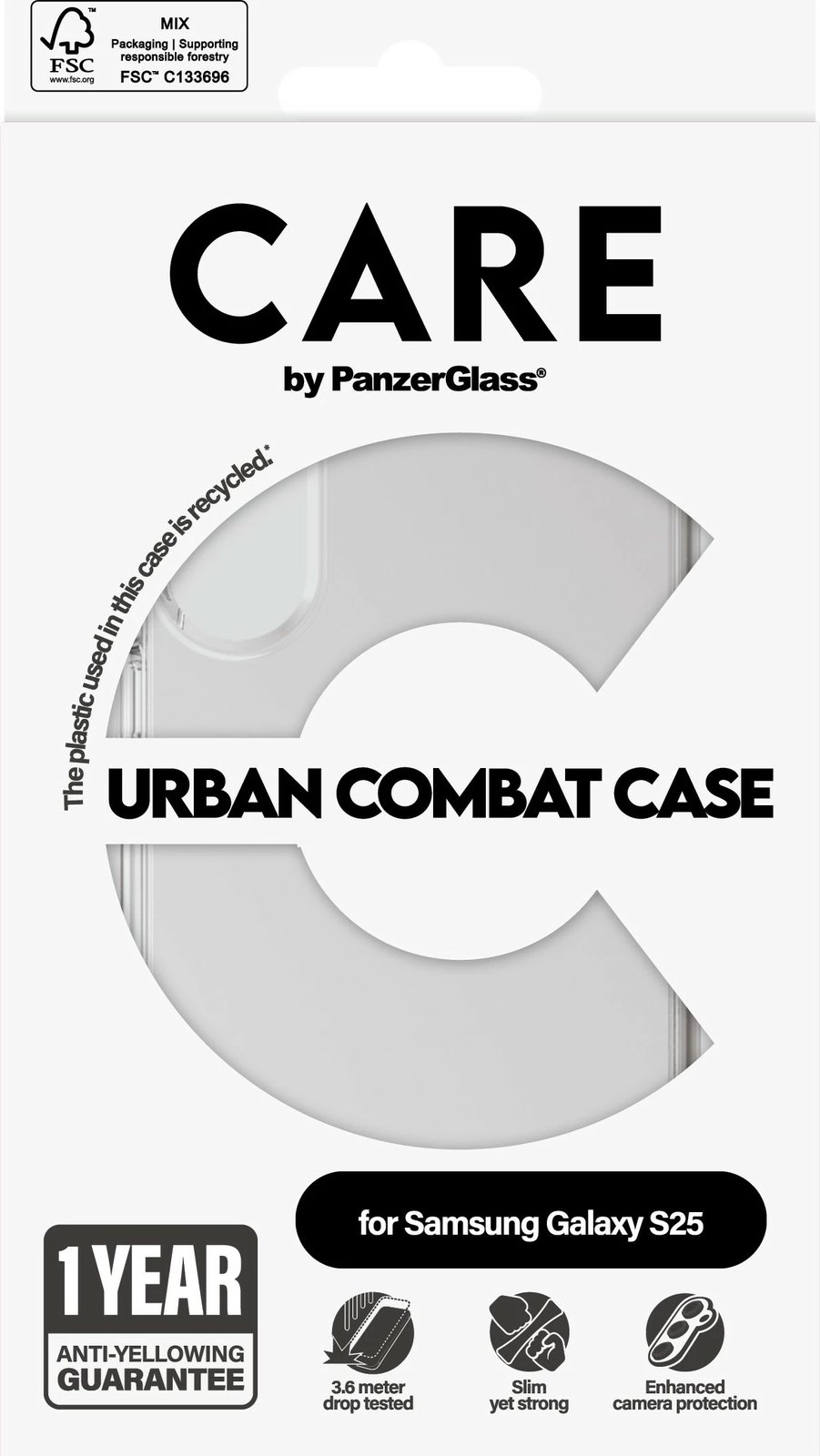 Mbështjellës PanzerGlass CARE Flagship Case Clear me kornizë transparente për Galaxy S25