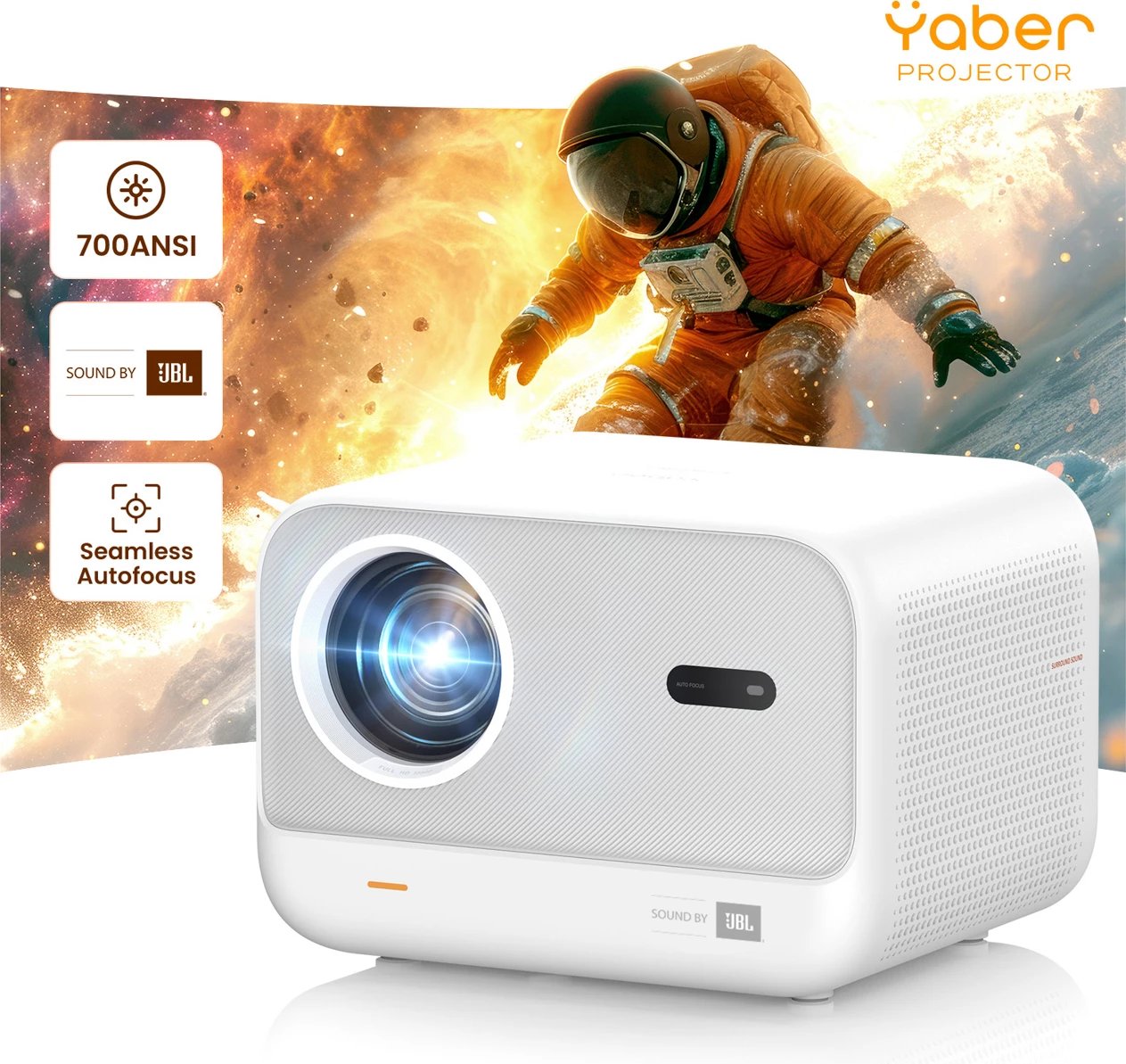 Projektor Yaber L2s, FullHD, i bardhë