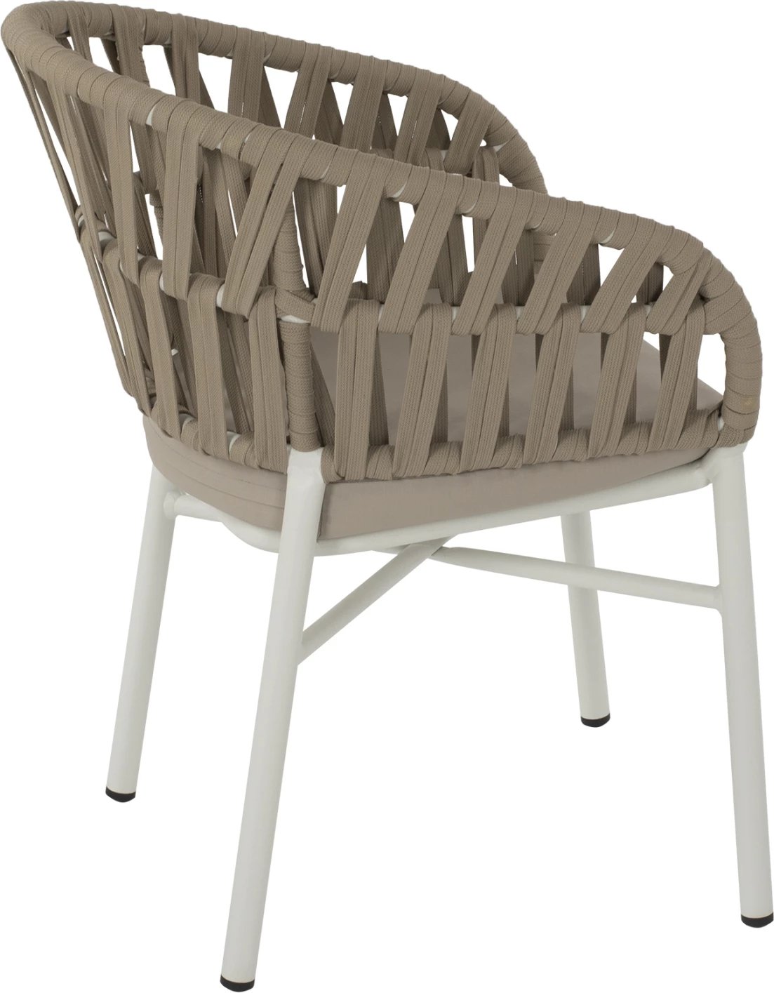 Karrige alumini e bardhë me litar bezhë 57x56x78 cm.FH5857.02