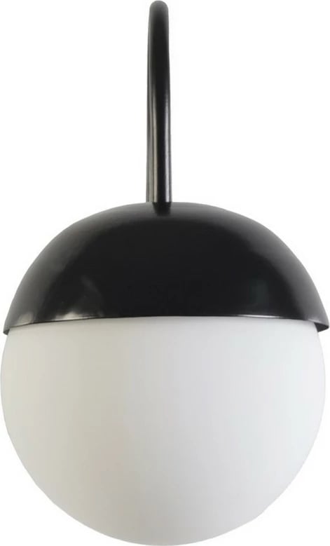 Aplik murale Opviq, trup metalik, ngjyrë e zezë, xham i bardhë, Küre