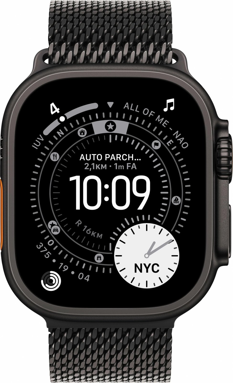 Smartwatch Apple Watch Ultra 3 Titanium Cellular 49mm, rrip Milanaise titan i zi, Large