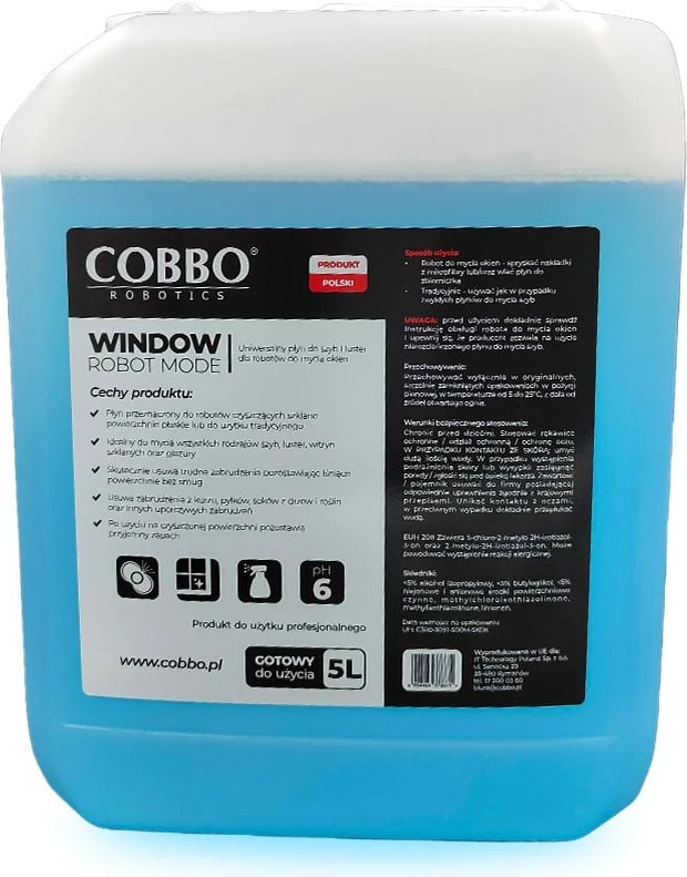 Lëng pastrimi për dritare Cobbo, 5L, për robot pastrues, kaltër