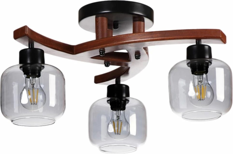 Llambadar Opviq, 9002-1, metal e xham, ngjyrë gri, arre, e zezë