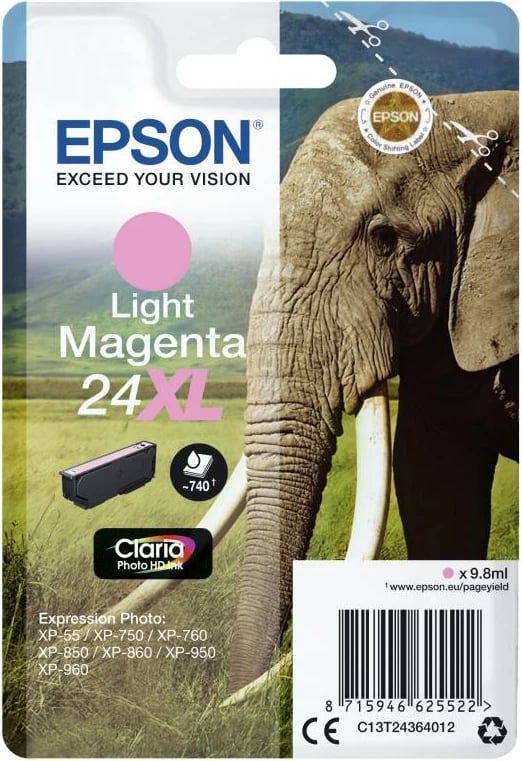 Kartush bojë, Epson, 24XL C13T24364012, rendiment i lartë XL, Light Magenta