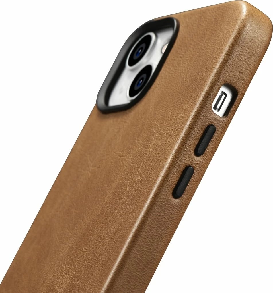 Mbështjellës iCarer Oil Wax Premium Leather me MagSafe për iPhone 14, Kafe