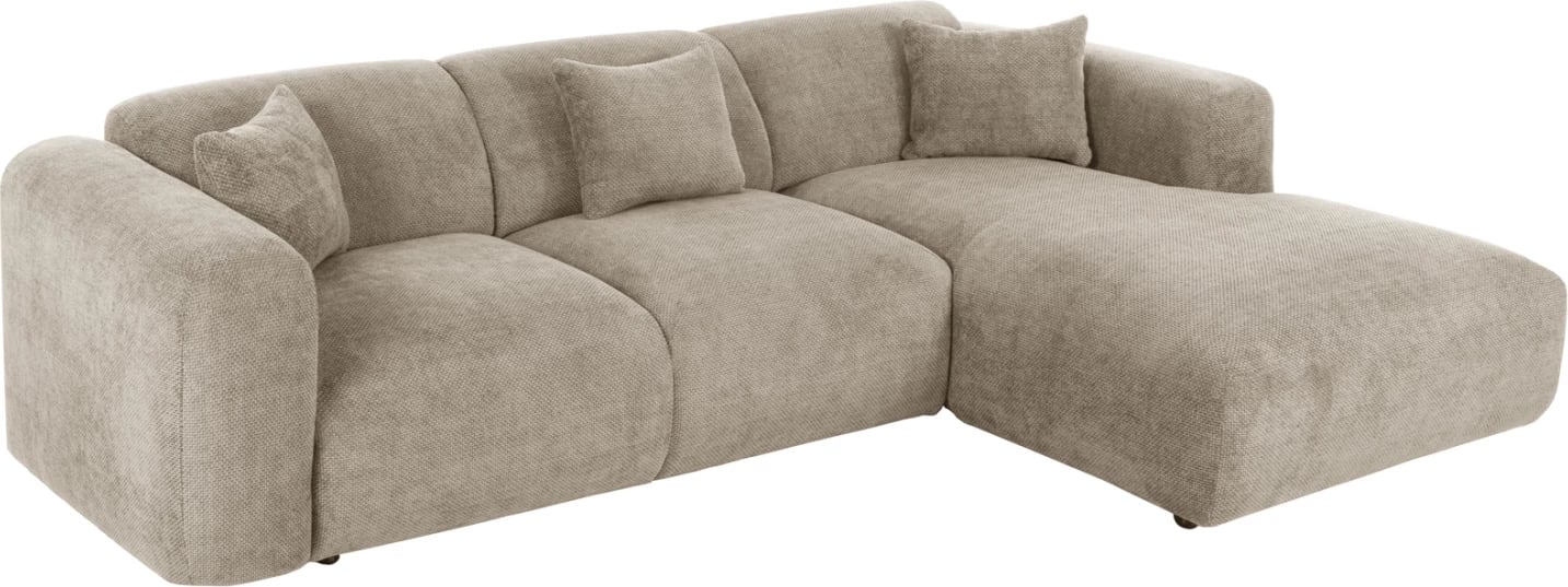 Divan qoshe BRICKEN FH3275.01R, pëlhurë bezhë, 110-282x98-160x72H cm