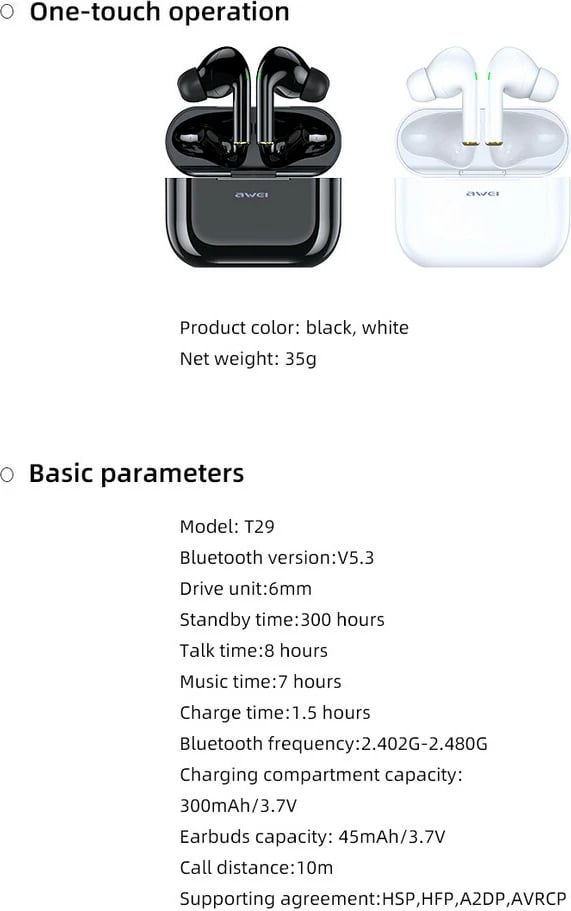 Kufje Me Bluetooth AWEI T29 (Zezë)