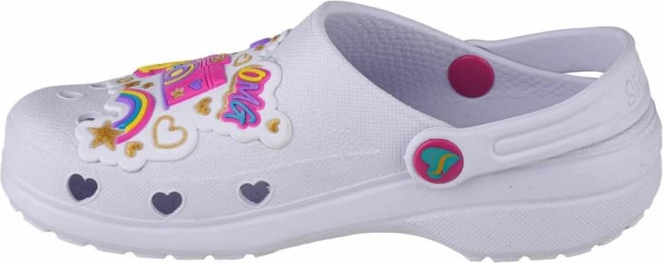 Slides për fëmijë Skechers, të bardha