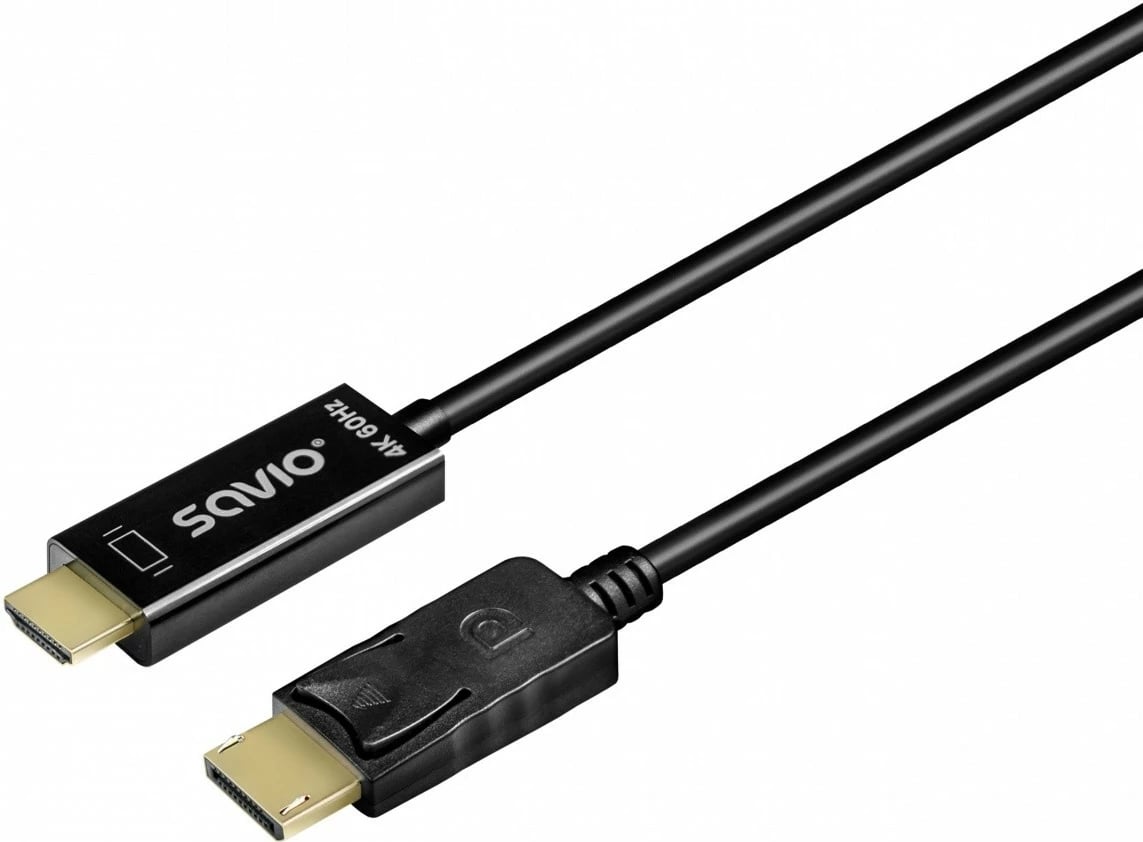 Kabllo DisplayPort në HDMI Savio CL-189, 1.5m, 4K 60Hz, e zezë