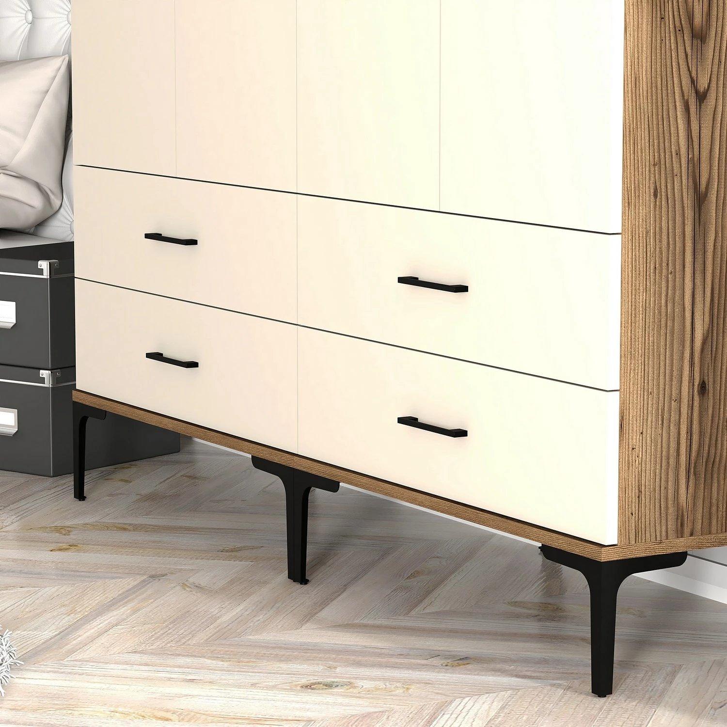 Dollap Skye Decor, kumsal TT, ngjyrë arre dhe krem