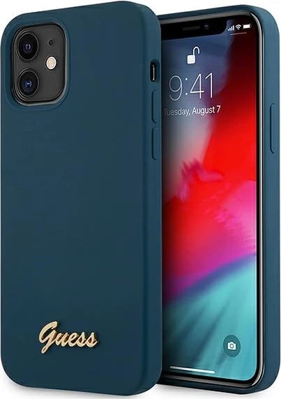 Mbështjellës Guess GUHCP12SLSLMGBL për iPhone 12 mini 5.4", silikon, blu