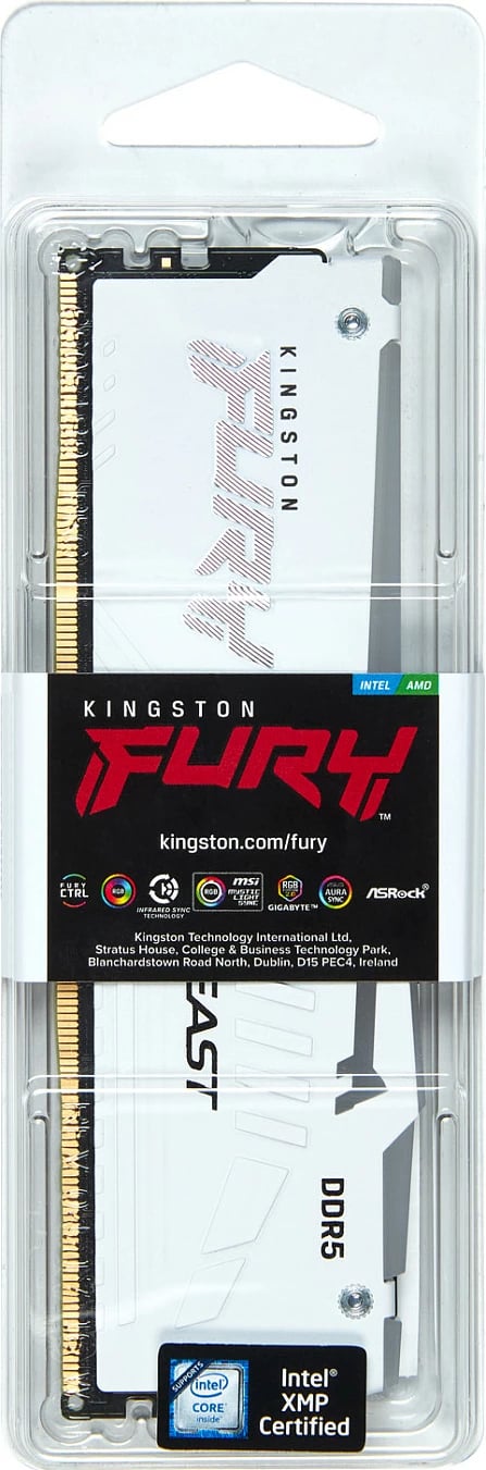 RAM Memorje Kingston FURY Beast 32GB DDR5 6000MT/s CL36 RGB bardhë