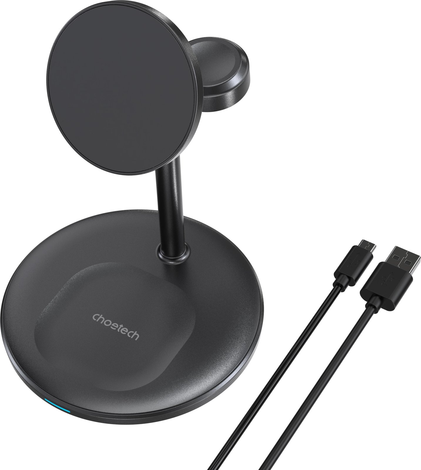 Stacion karikimi wireless 3-në-1 Choetech T585-F për iPhone 12/13/14, AirPods Pro dhe Apple Watch, USB-C, 15W, Zi