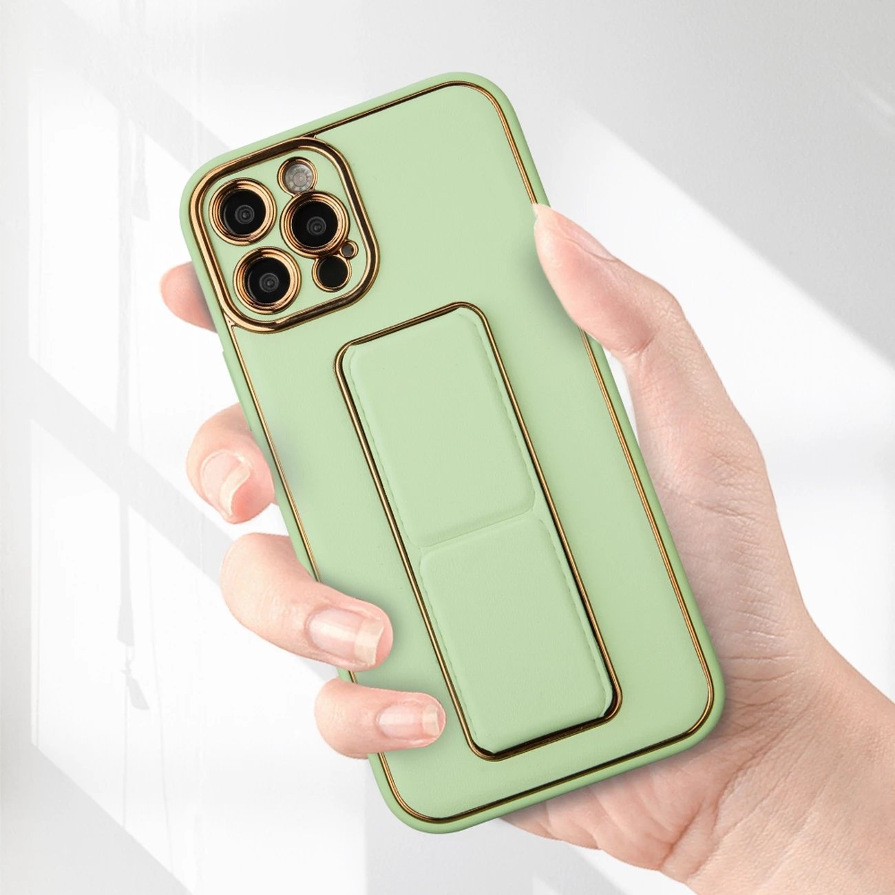 Mbështjellës Hurtel New Kickstand Case për iPhone 12 Pro, me qëndrim, rozë