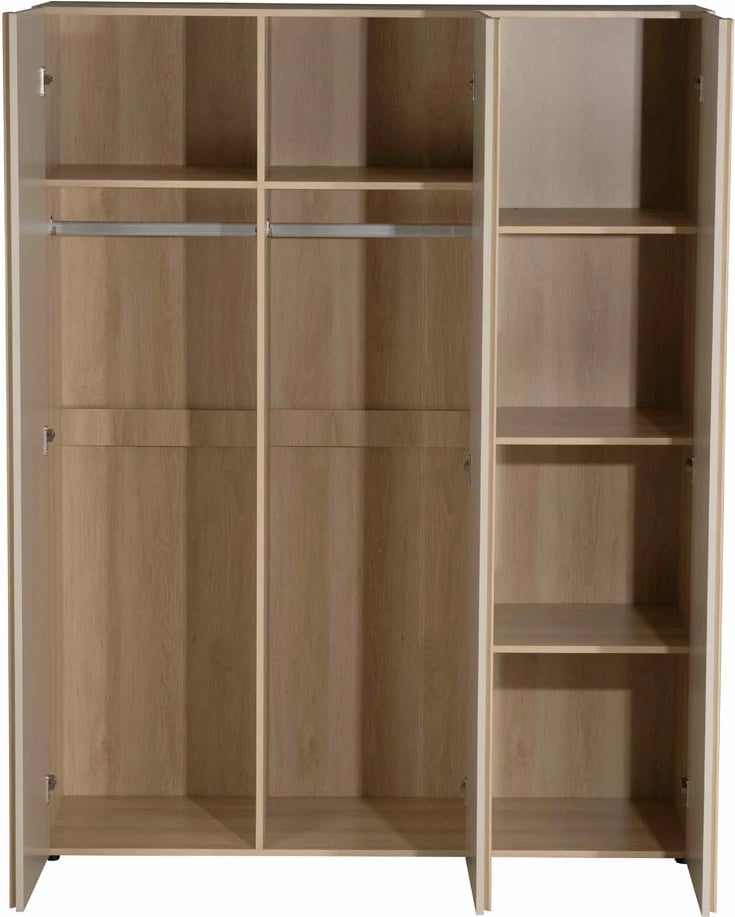 Dollap Cappuccino me 3 dyer, ngjyrë latte-sonoma, 140x52x180 cm