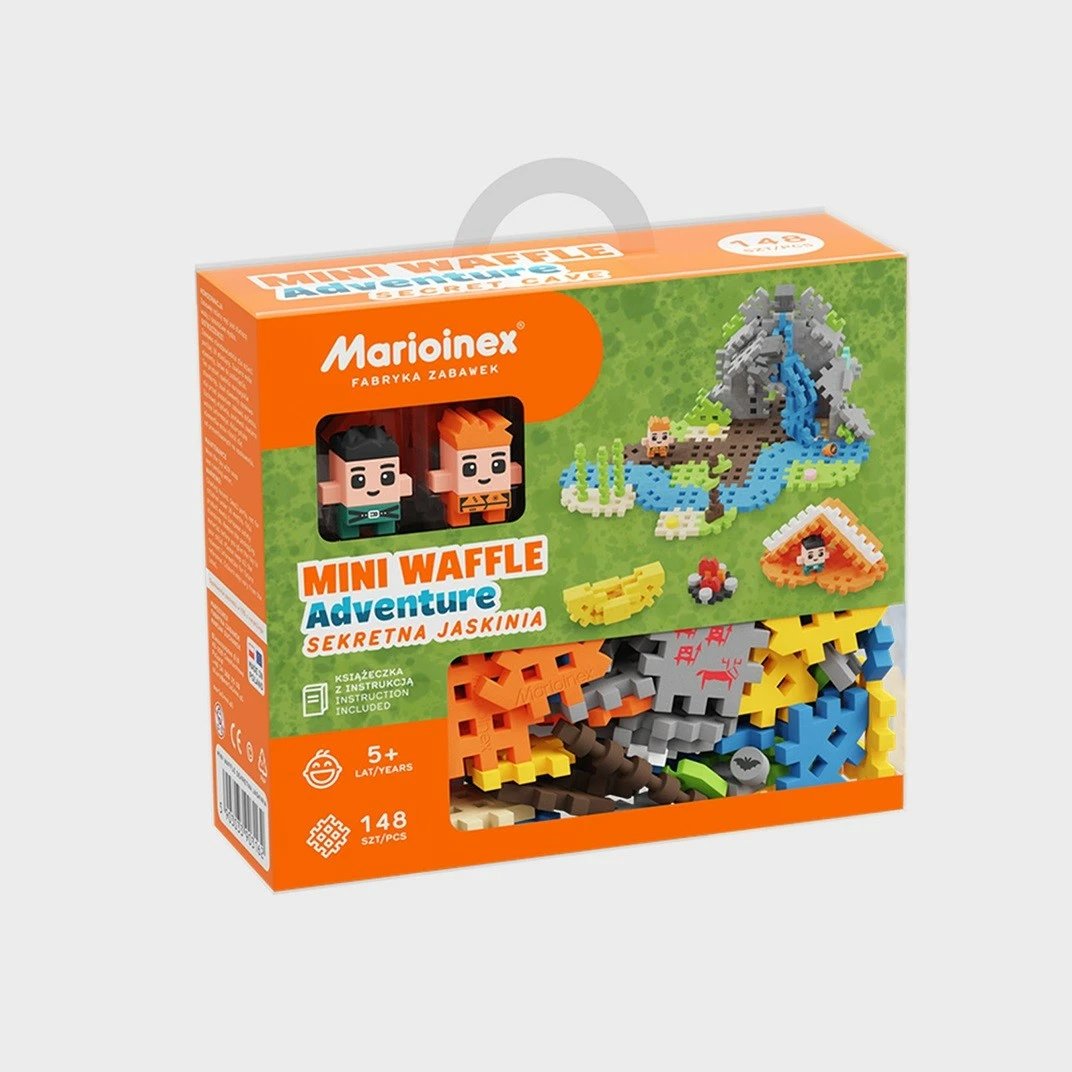 Set lodrash ndërtimi Marioinex Mini Waffle Secret Cave, 148 pjesë, me 2 figurina