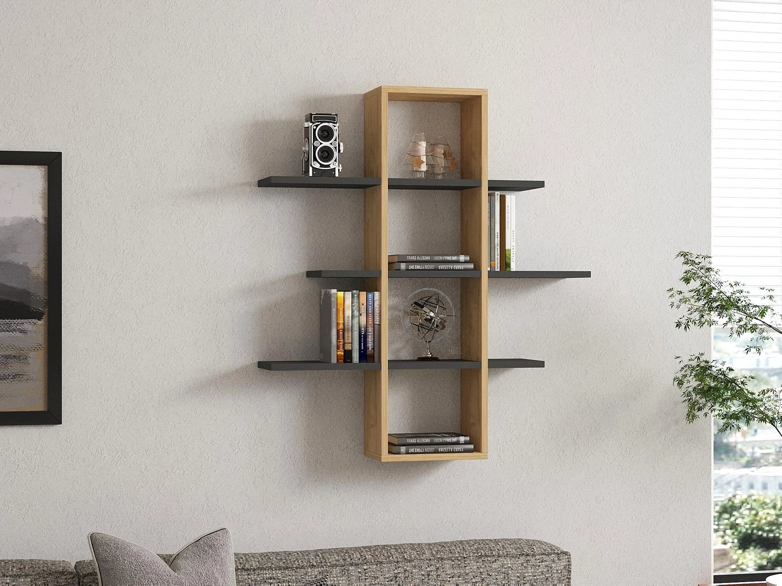 Raft muri Skye Decor, ngjyrë safir dhe antracit