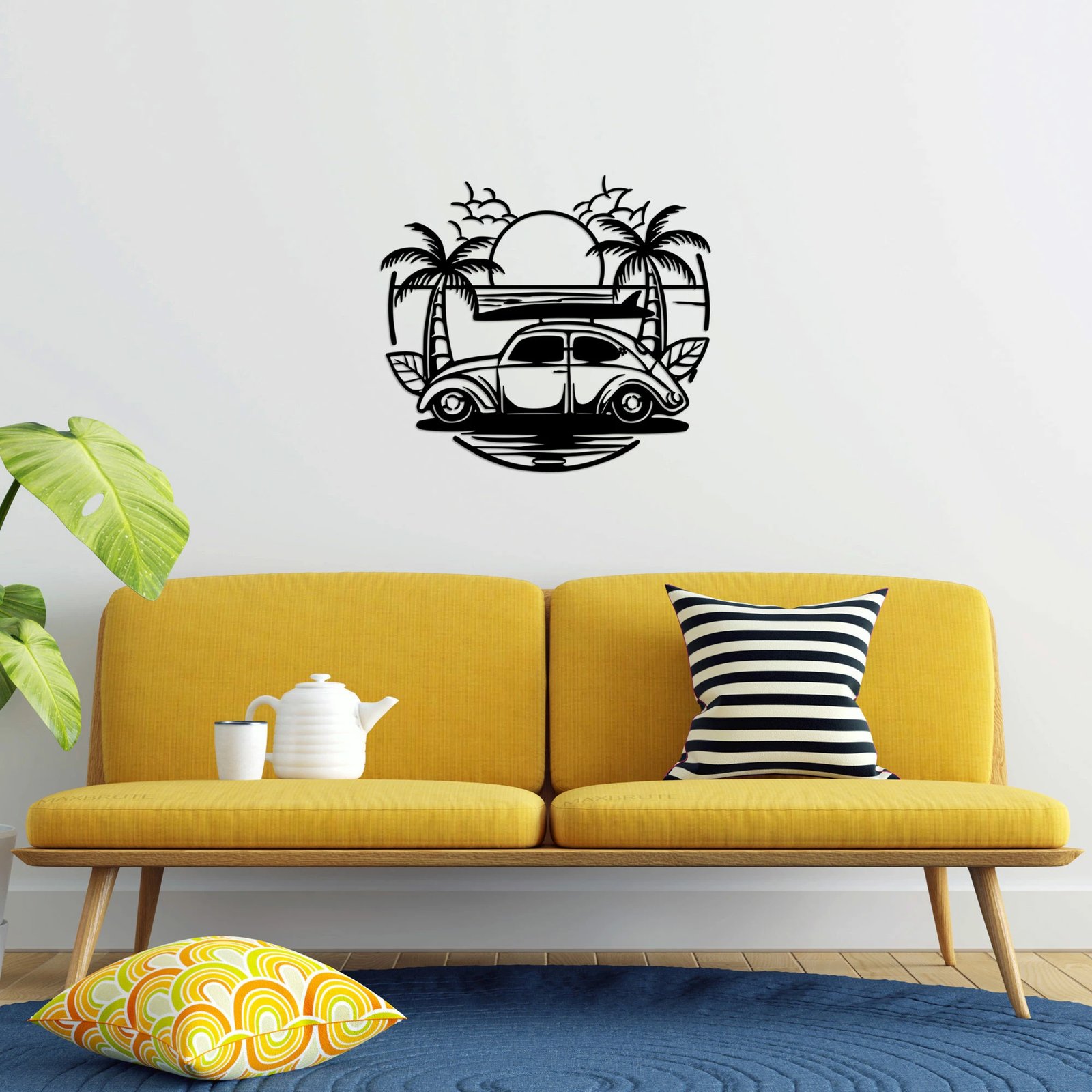 Aksesor dekorativ metalik për mur, Wallity, Sea Sand Vosvos - 520, ngjyrë e zezë, 63x70cm