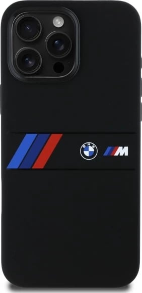 Mbështjellës BMW Silicone Middle Stripe MagSafe për iPhone 16 Pro Max, i zi