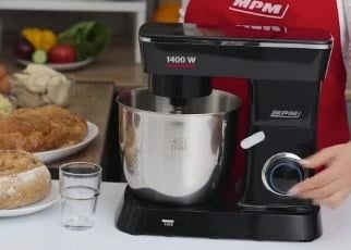 Mikser planetar MPM MRK-25, 1400W, 2 tasa inoksi 4.5L dhe 5L, i zi