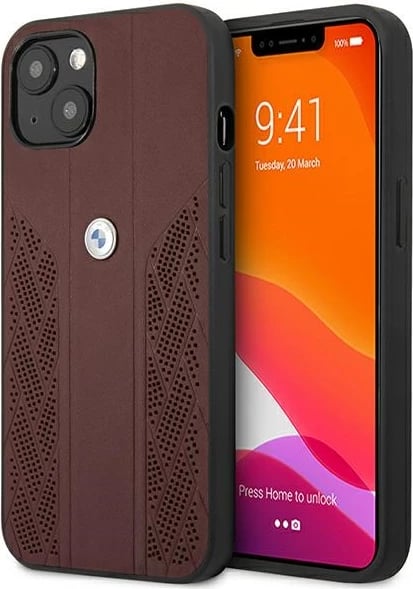 Mbështjellës BMW BMHCP13SRSPPR për iPhone 13 mini 5.4", lëkurë, i kuq
