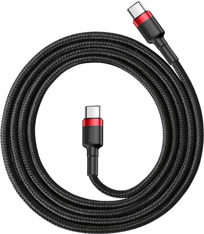 Kabllo USB-C në USB-C Baseus CATKLF-G91, 1m, 60W, e zezë/kuqe