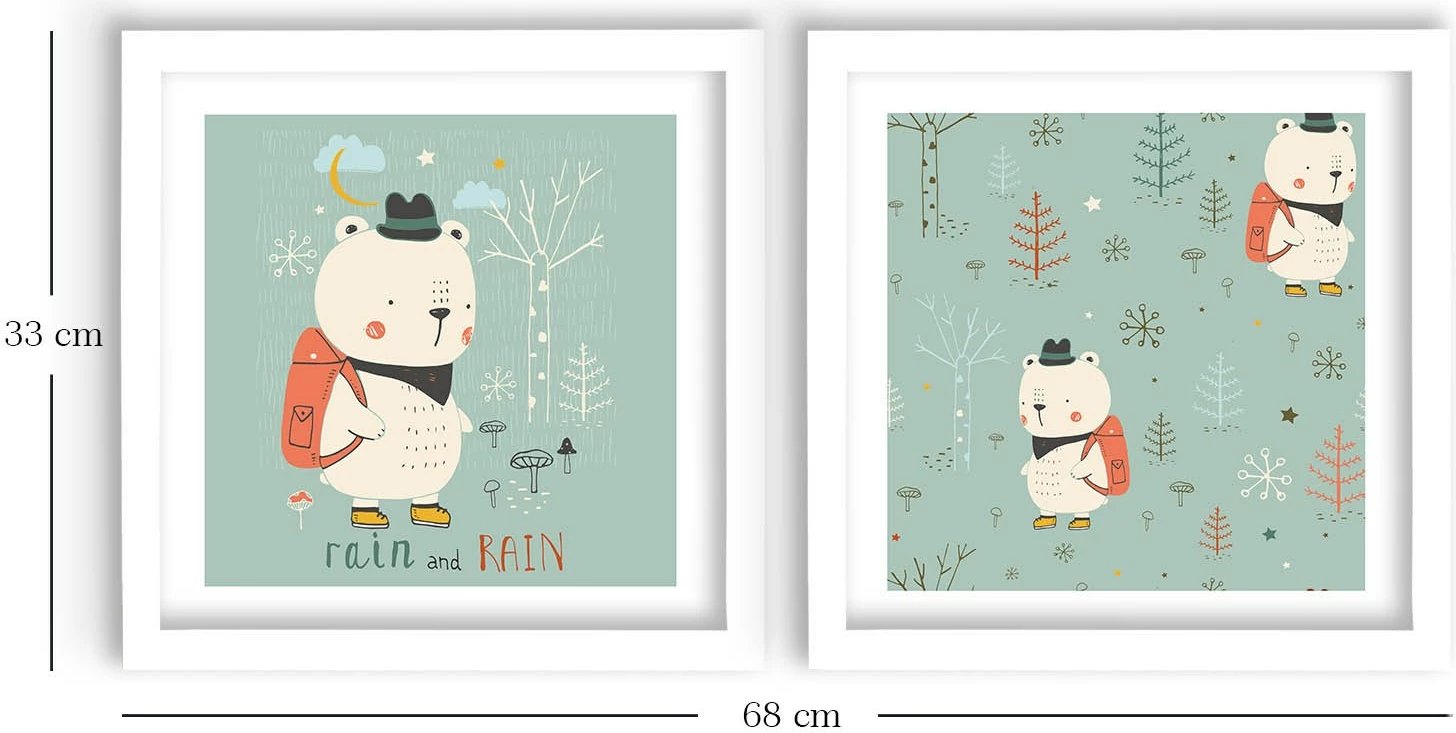 Pikturë dekorative me kornizë MDF (2 copë), Wallity, 2P3333BCT-003