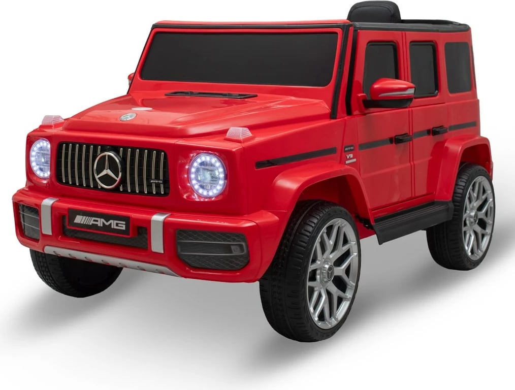 makinë elektrike për fëmijë, Baby Mix, Mercedes-Benz G63 AMG, 12V 4.5Ah, 2x30W, me telekomandë 2.4G, USB/Bluetooth, LED, e kuqe