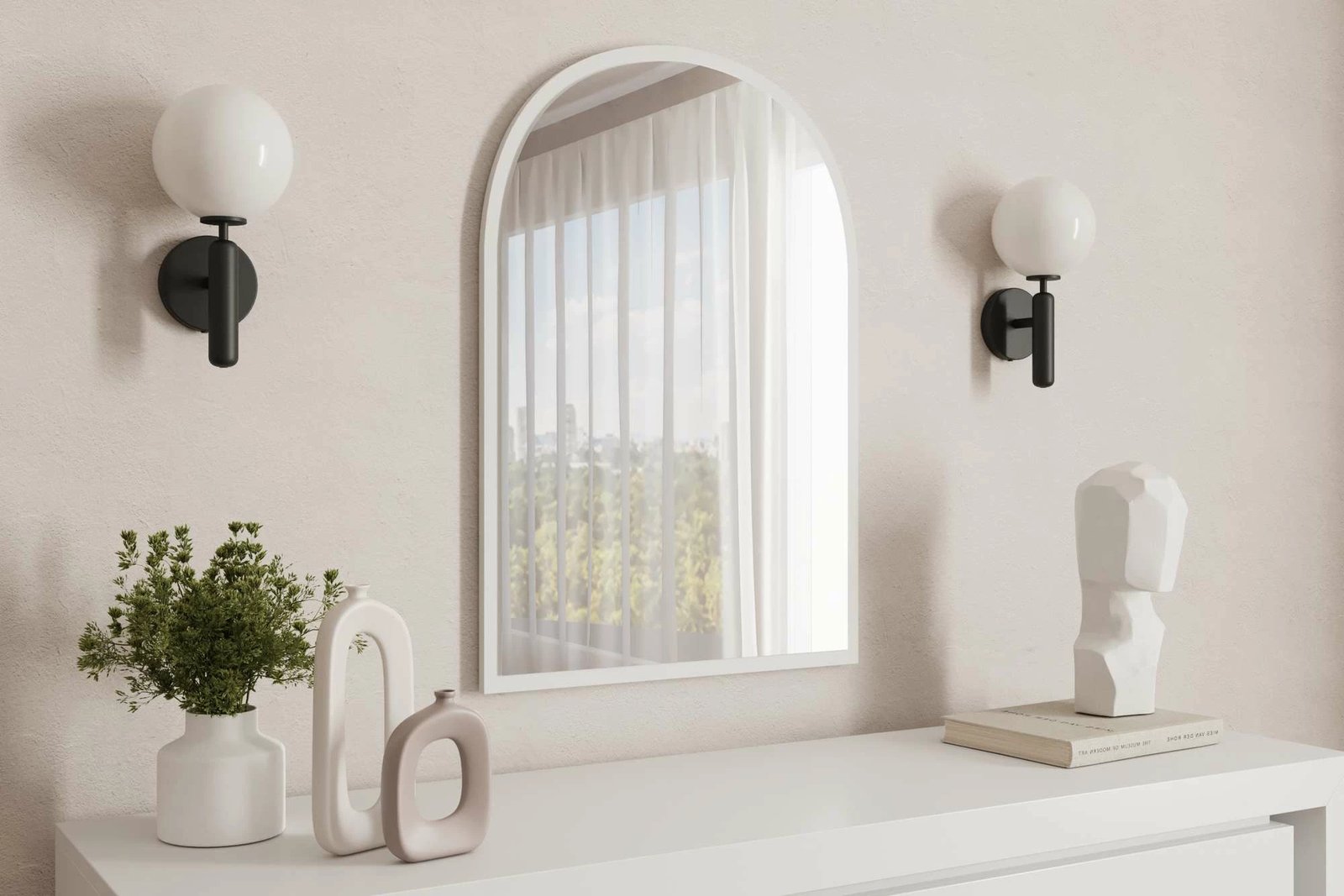 Pasqyrë dekorative Skye, Brilya, e bardhë