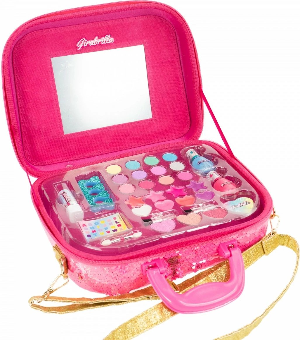 Valixhe make-up Girabrilla Nice 02550C, me aksesorë, Rozë/Ar