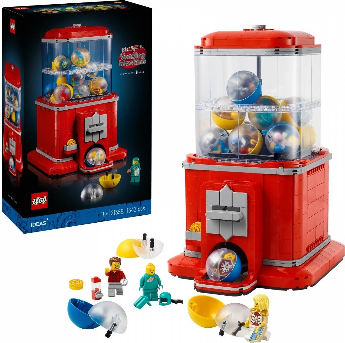 Set ndërtimi, LEGO, Ideas 21358 Minifigure Machine, 1343 pjesë, 18+, e kuqe