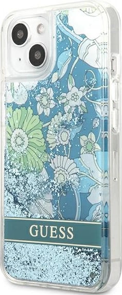 Mbështjellës Guess GUHCP13SLFLSN për iPhone 13 mini 5.4", Flower Liquid Glitter, Gjelbër