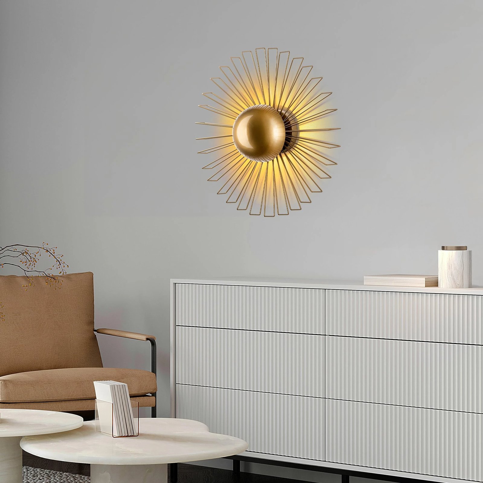 Llambë muri dekorative, metalike, ngjyrë ari, Opviq Kaya - 15236 - L