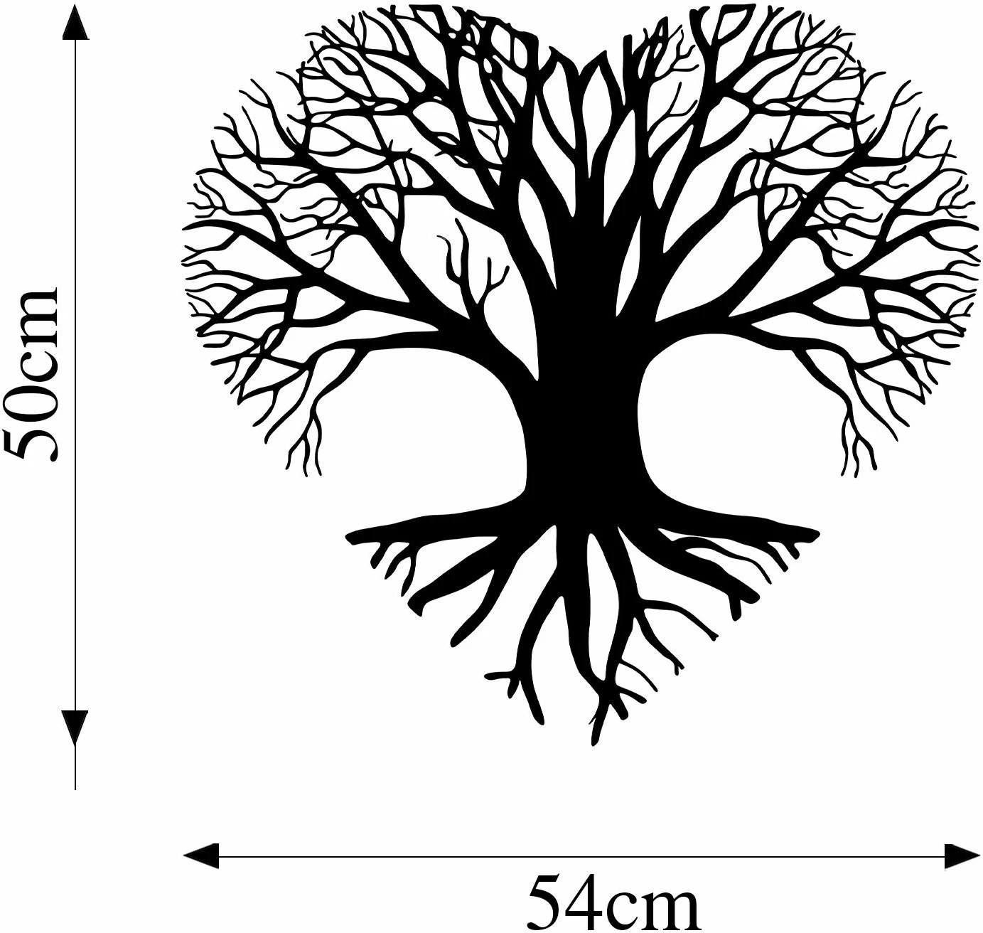 Aksesor dekorativ metalik për mur, Love Tree, Wallity, 50x54cm