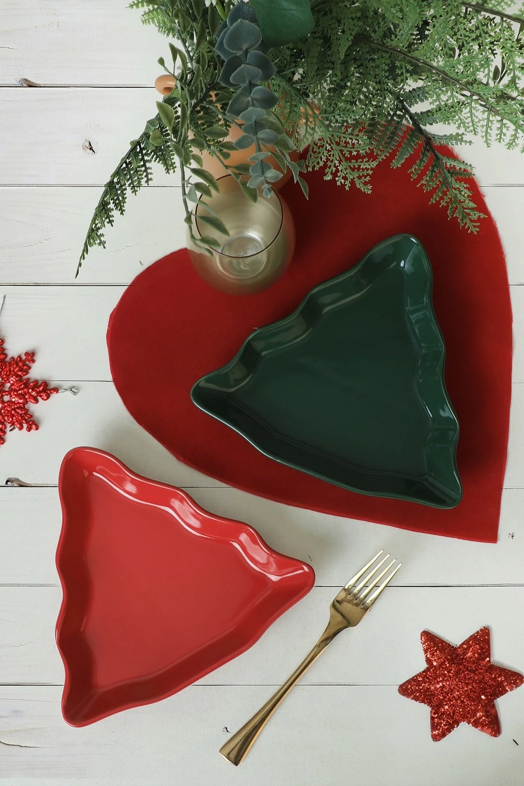 Set pjatash dekorative, 2 copë, Hermia Concept, jeshile dhe e kuqe, 22cm