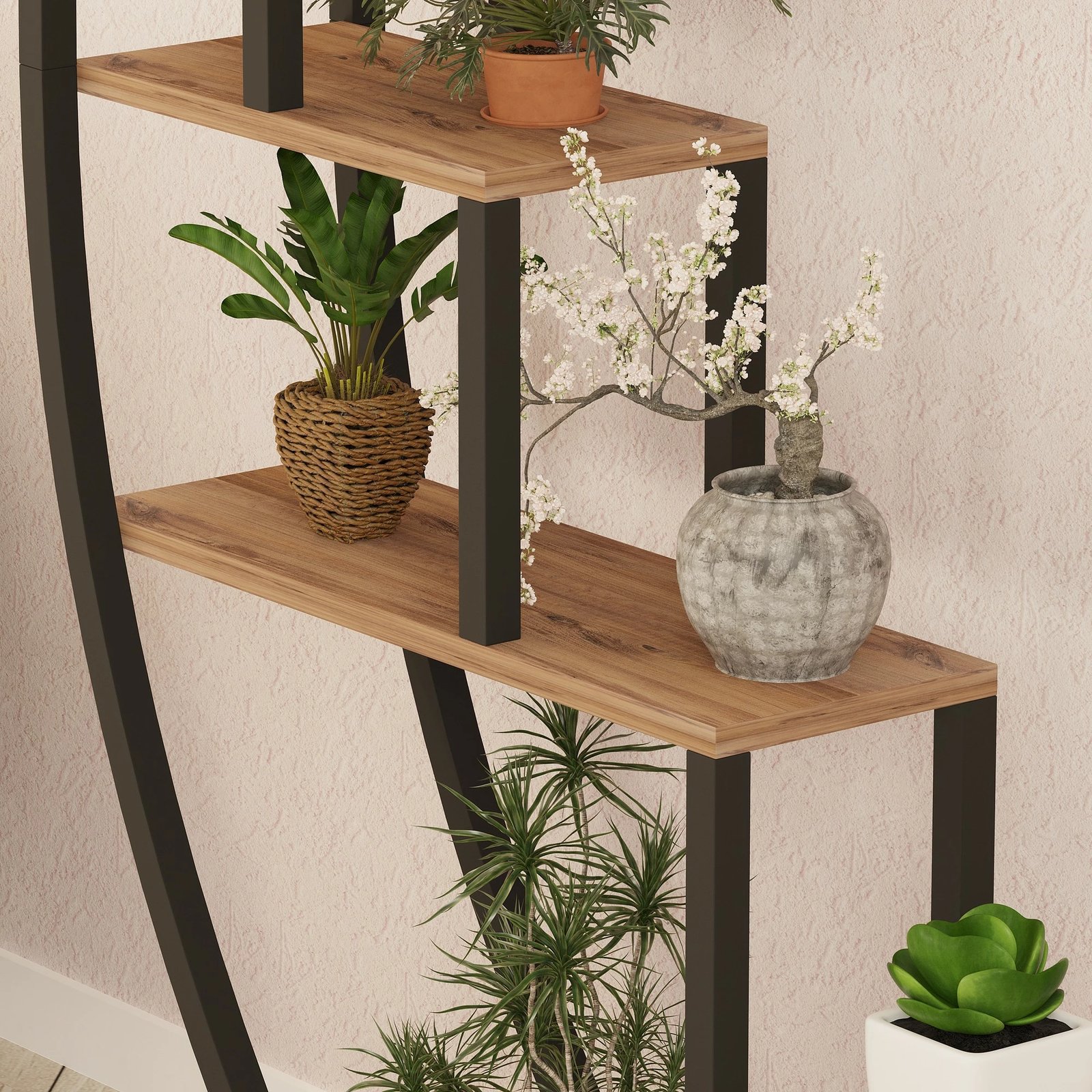 Raft librash Hanah Home, kopsht, ngjyrë Atlantic Pine dhe e zezë