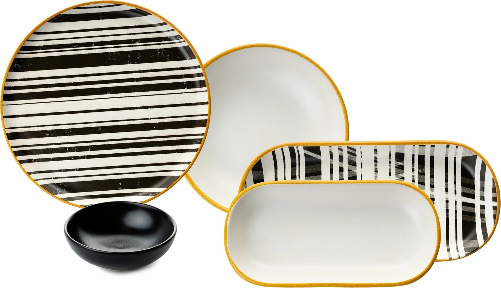 Set mëngjesi 18 pjesësh, Hermia Concept, ngjyrë e zezë dhe e bardhë