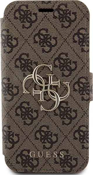 Mbështjellës Guess 4G Metal Logo për iPhone 15 Pro Max, kafe