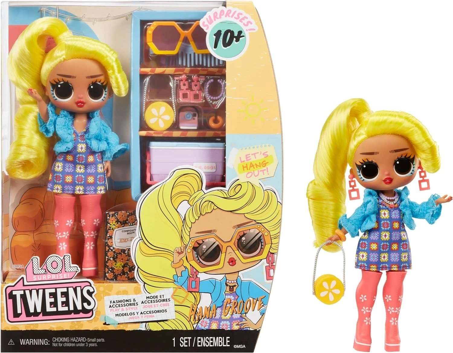 Kukull L.O.L. Surprise Tweens MGA Hana Groove, 16.5 cm, me aksesorë, shumëngjyrëshe