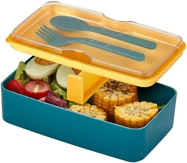 Kuti ushqimi Hermia, EM-1002, plastike, blu dhe verdhë, 18.5x11x5cm Kuti ushqimi Hermia, EM-1002, plastike, blu dhe verdhë, 18.5x11x5cm