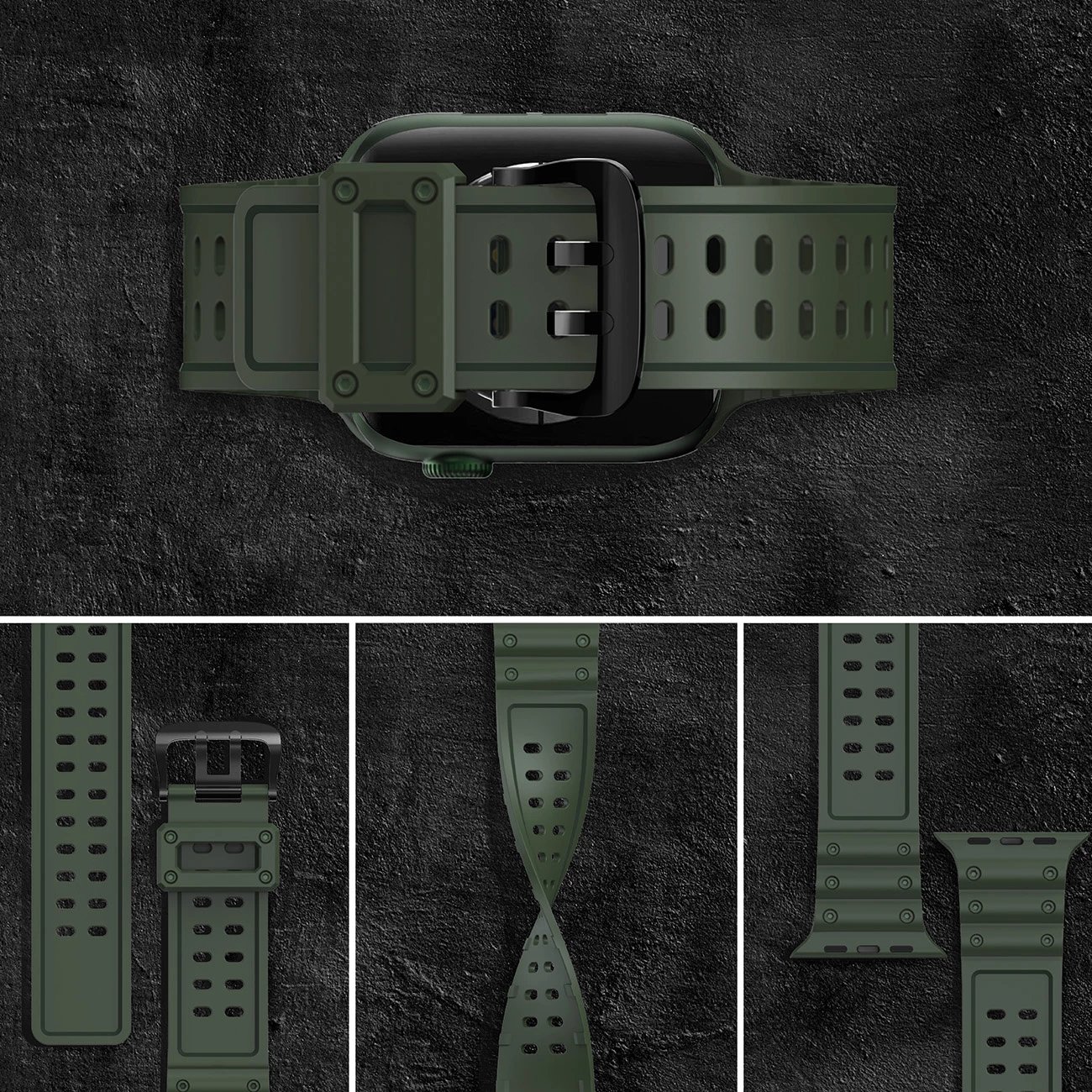 Rrip për Apple Watch Hurtel Strap Triple Protection, TPU, për seri 1-9 & SE (38/40/41mm), Gjelbër Rrip për Apple Watch Hurtel Strap Triple Protection, TPU, për seri 1-9 & SE (38/40/41mm), Gjelbër