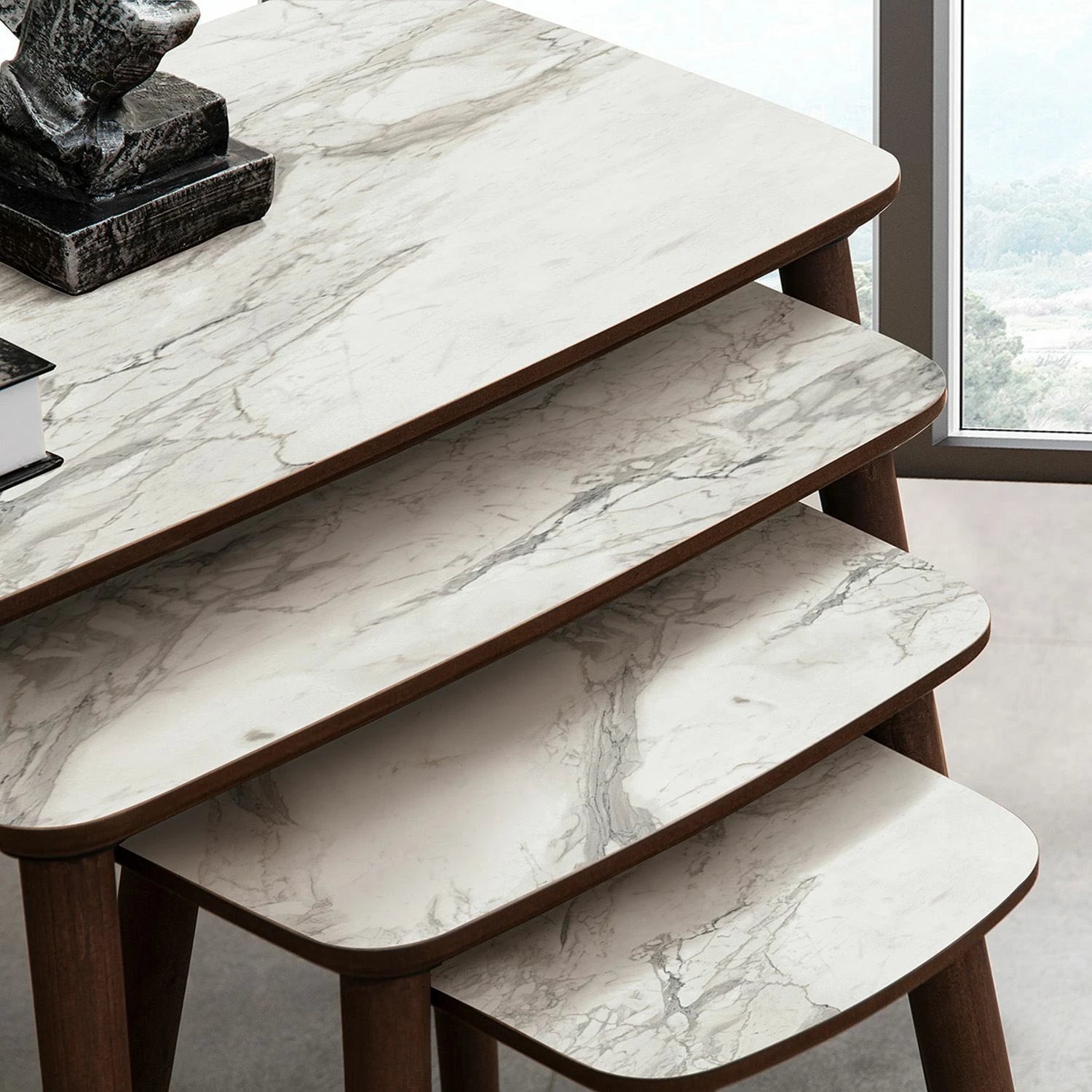 Set tavolinash të vendosshme (4 copë), Skye Decor, Luci, e bardhë