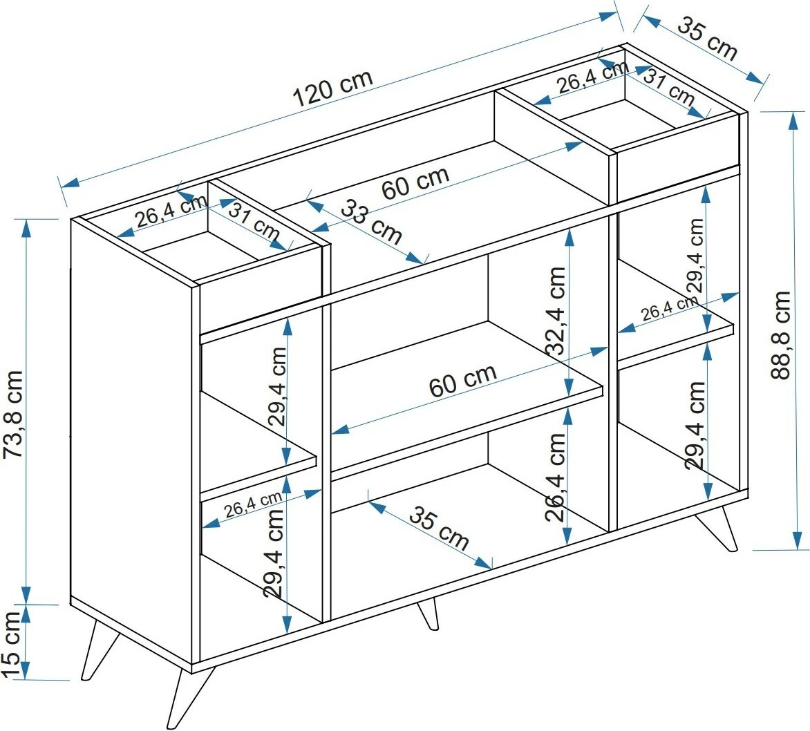 Dollap multifunksional Hanah Home, Visar - Crystal, gri dhe bardhë