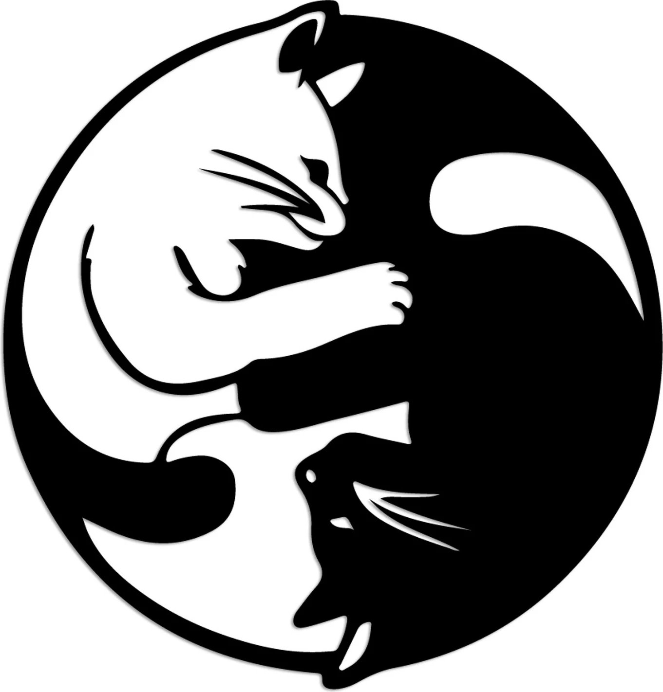 Aksesor dekorativ metalik për mur, dizajn mace, Wallity, Cat 1, ngjyrë e zezë, 54x56cm