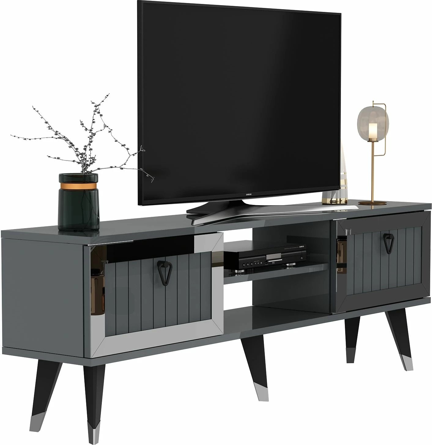 Komodë për TV Skye Decor, Lidya, anthracite, argjend