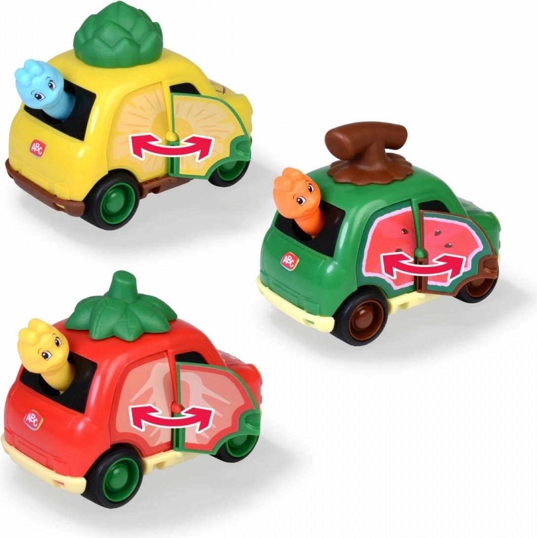 Lodër veturë Dickie ABC Fruit Friends, 12 cm, plastikë, ngjyra të përziera