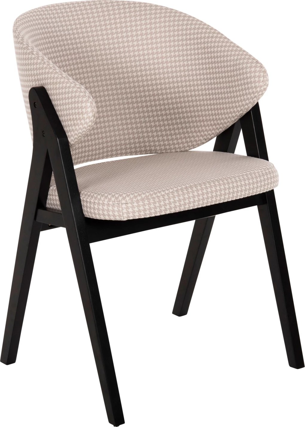 Karrige për ngrënie HANA FH9746.01 dru gome në të zezë-me pëlhurë në të bezhë 55x60x84H cm., set prej 2 copë