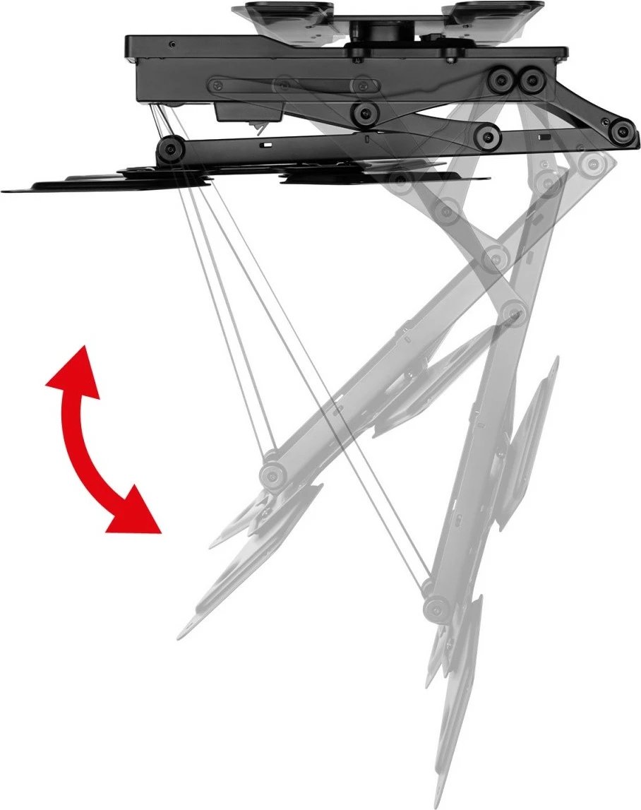 Mbajtëse tavani elektrike për TV Maclean MC-491, 23-65 inç, 30kg, VESA 600x400, 90° rrotullim, e zezë
