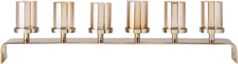 Mbajtës qirinjsh ERIK, metal dhe xham, ngjyrë ari, 60x18cm