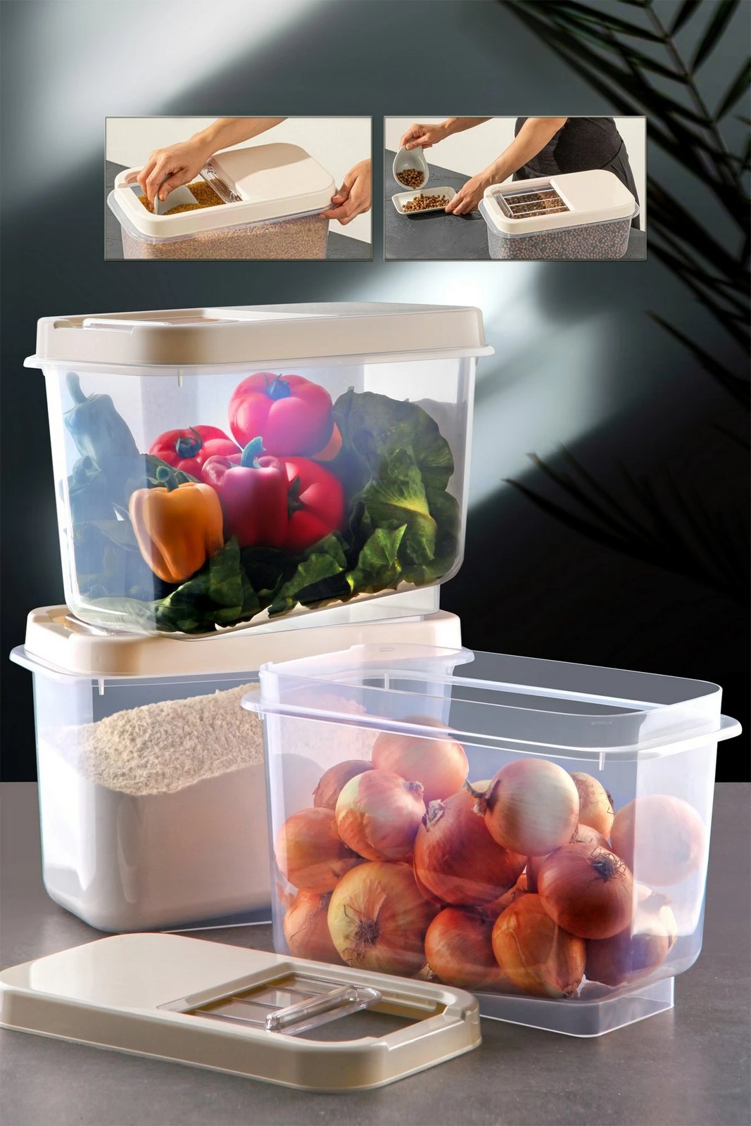 Set kuti për organizim (3 copë), ngjyrë krem, MULBEI03-100